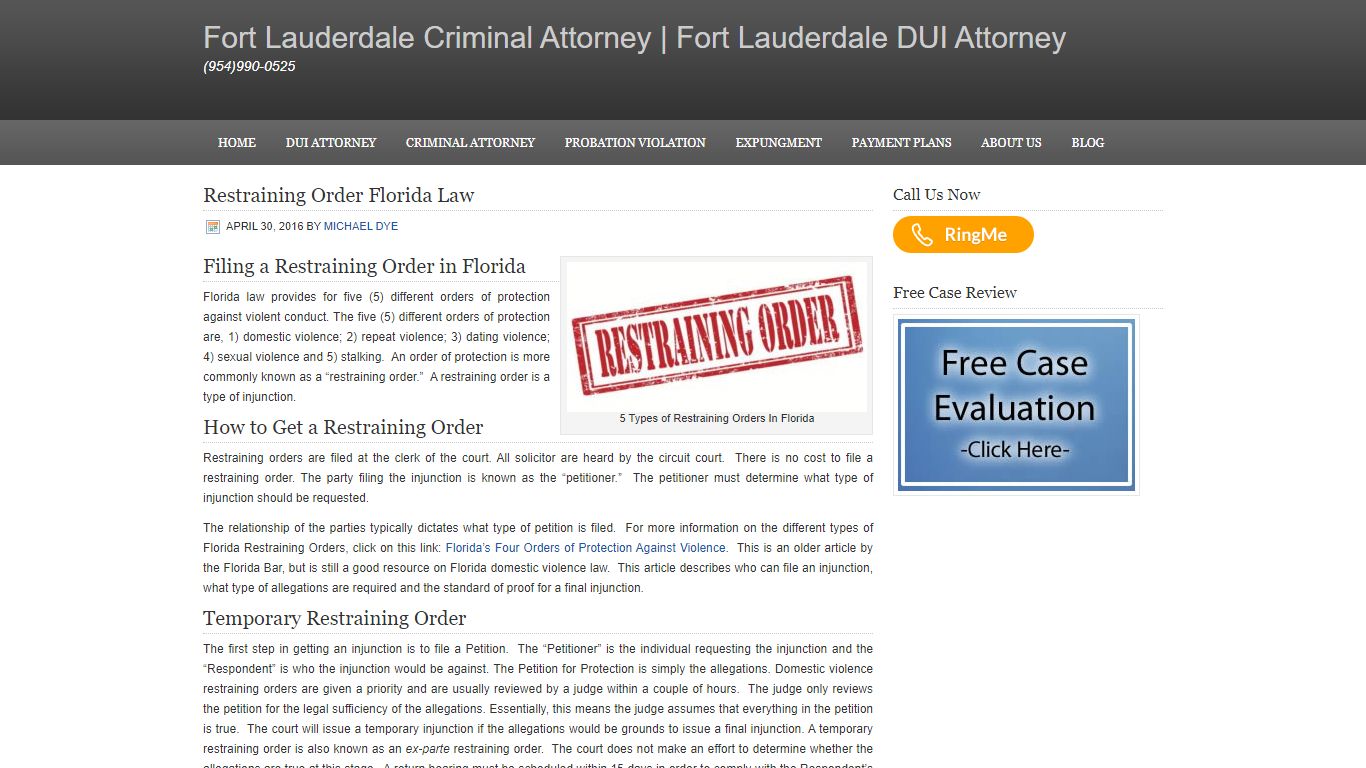 Restraining Order Florida Law